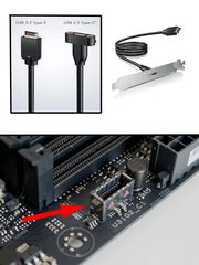 USB-C 3.2 Планка на заднюю панель ПК в IDC-разъем Type-E 20Гбит на материнской плате. Плата расширения bracket Type-C в компьютерный корпус ATX - Pic n 311235