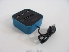 USB-хаб + Card Reader COMBO СR-8015 голубой